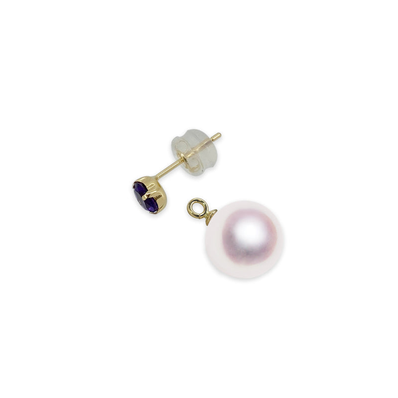 2月誕生石K18WG/K18 7.5㎜ 2Way Design耳環紫水晶-tensei珍珠在線商店Tenari Pearl官方郵購商店