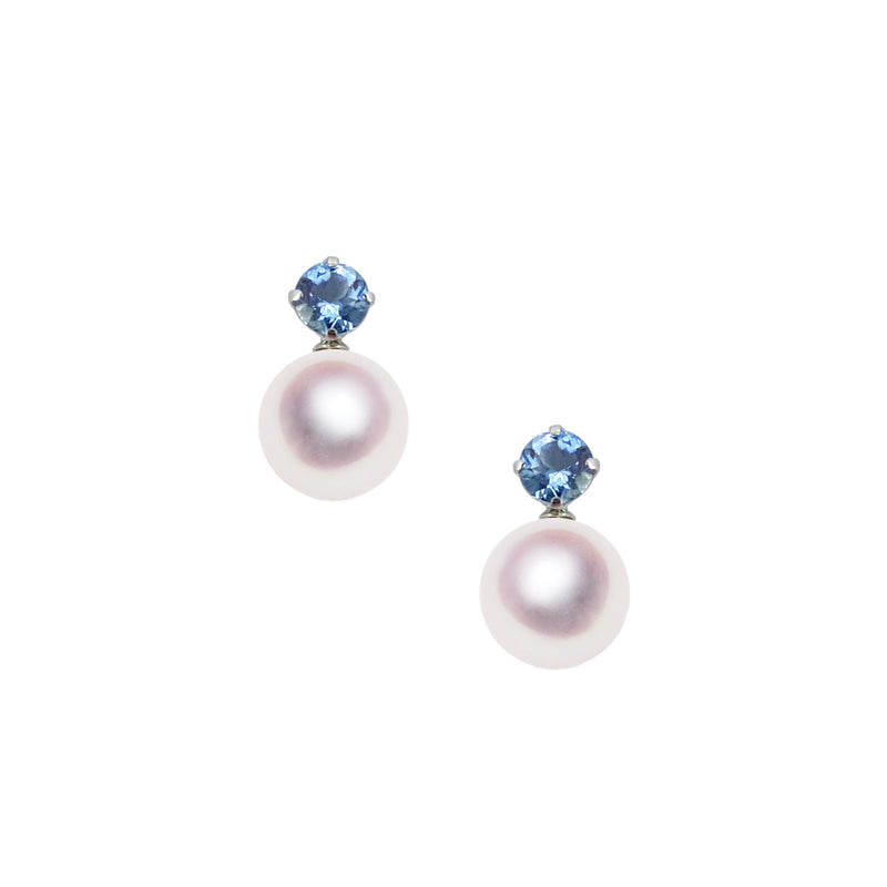 三月誕生石K18WG 7.5㎜ 2Way Design Purecing augamarine -tensei珍珠在線商店Tenari Pearl官方郵購商店