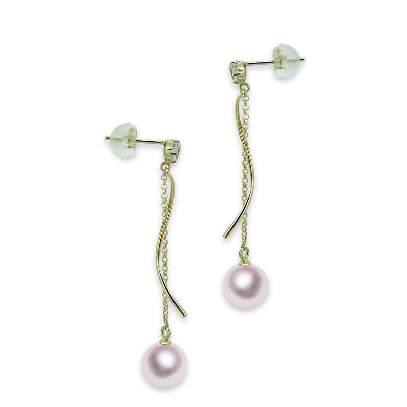 K10 7.0㎜ Design earrings aquamarine -TENSEI PEARL ONLINE STORE Tenari Pearl Official Mail Order Shop