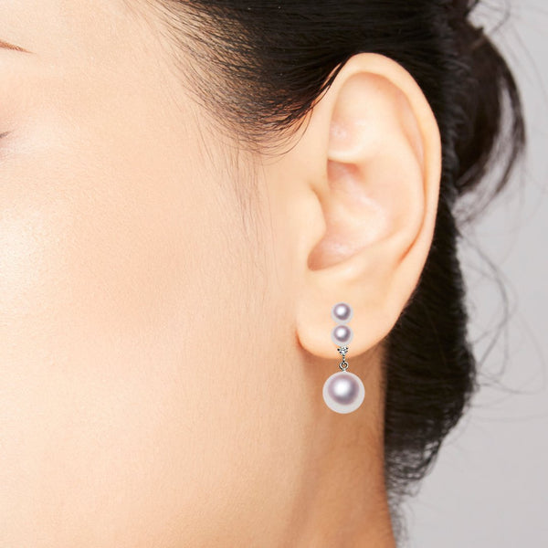 K14WG 4.5㎜ / 7.5㎜ Design earrings D0.04ct -TENSEI PEARL ONLINE STORE Tenari Pearl Official Mail Order Shop