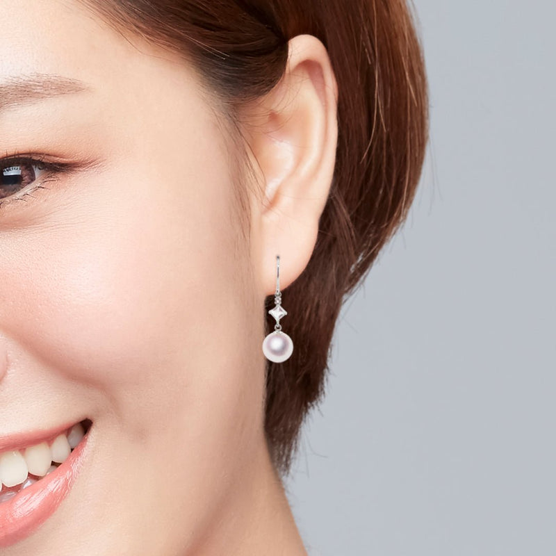 K14WG 7.5 mm Design Earrings White Topaz -TENSEI PEARL ONLINE STORE Tensei Pearl Official Mail Order Shop