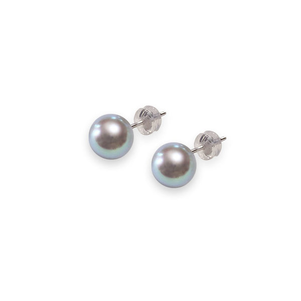 K14WG 8.0㎜ Gray Simple Earrings -Tensei Pearl Online Store Tenari Pearl Official Mail Order Shop