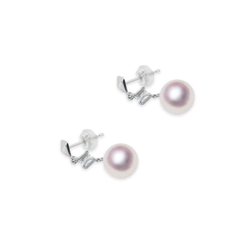 K14WG 8.0㎜ Design earrings White topaz -TENSEI PEARL ONLINE STORE Tenari Pearl Official Mail Order Shop