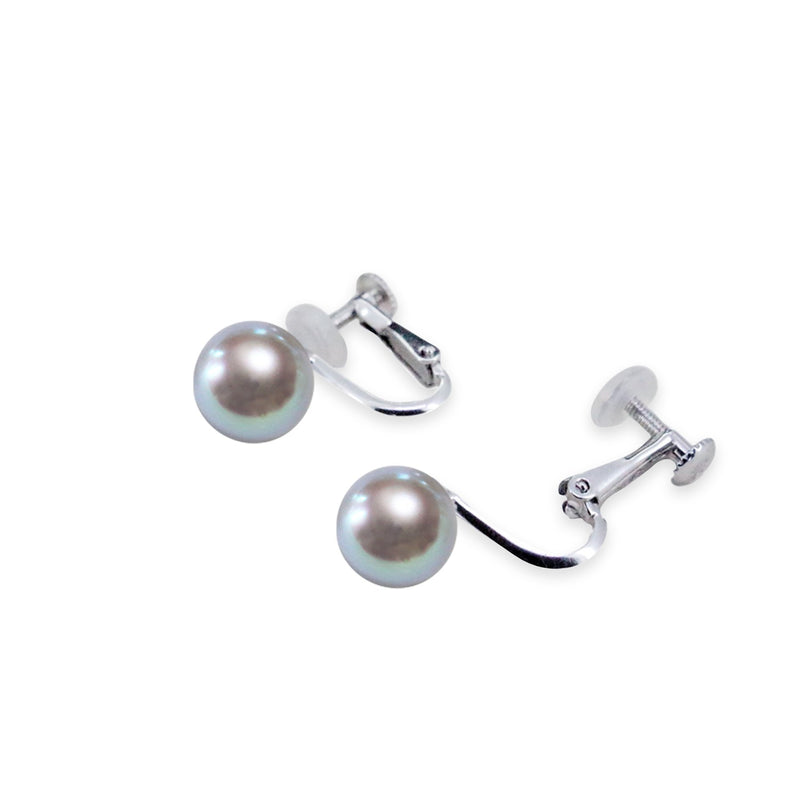 K14WG 8.0㎜ Gray Simple Earrings -TENSEI PEARL ONLINE STORE Tenari Pearl Official Mail Order Shop