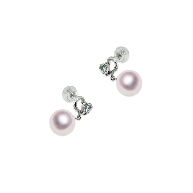 K14WG 8.0㎜ Design earrings White topaz -TENSEI PEARL ONLINE STORE Tenari Pearl Official Mail Order Shop