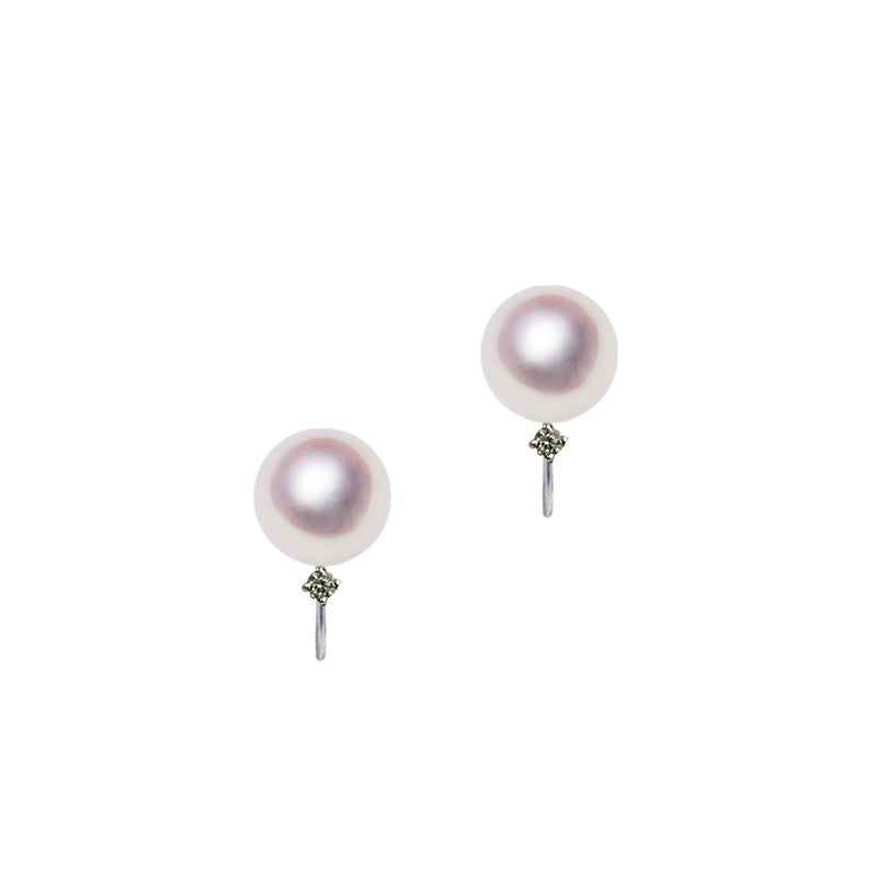K14WG 8.0㎜ Design earrings D0.04ct -TENSEI PEARL ONLINE STORE Tensei Pearl Shop