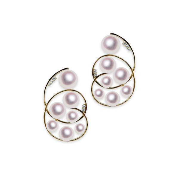 K18 4.0 ~ 7.0㎜ Design earrings D0.06ct -TENSEI PEARL ONLINE STORE Tenari Pearl Official Mail Order Shop