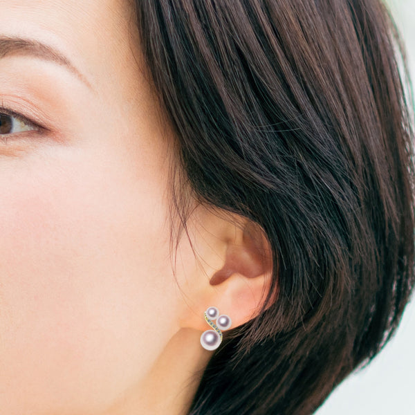 K18 4.5〜7.5㎜设计耳环D0.12CT -tensei珍珠在线商店Tenari Pearl官方邮购商店