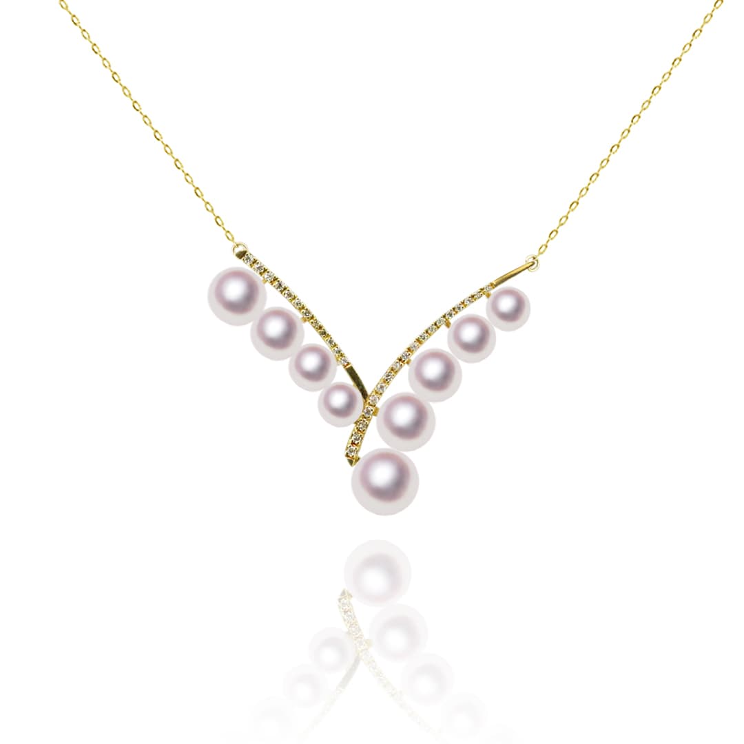 K18 5.5~7.5mm Design necklace D0.18ct