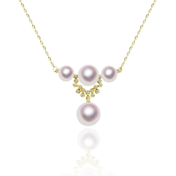 K18 6.0-8.0mm Design Necklace D0.28ct -Tensei Pearl online Store Tenari Pearl Official Mail Order Shop