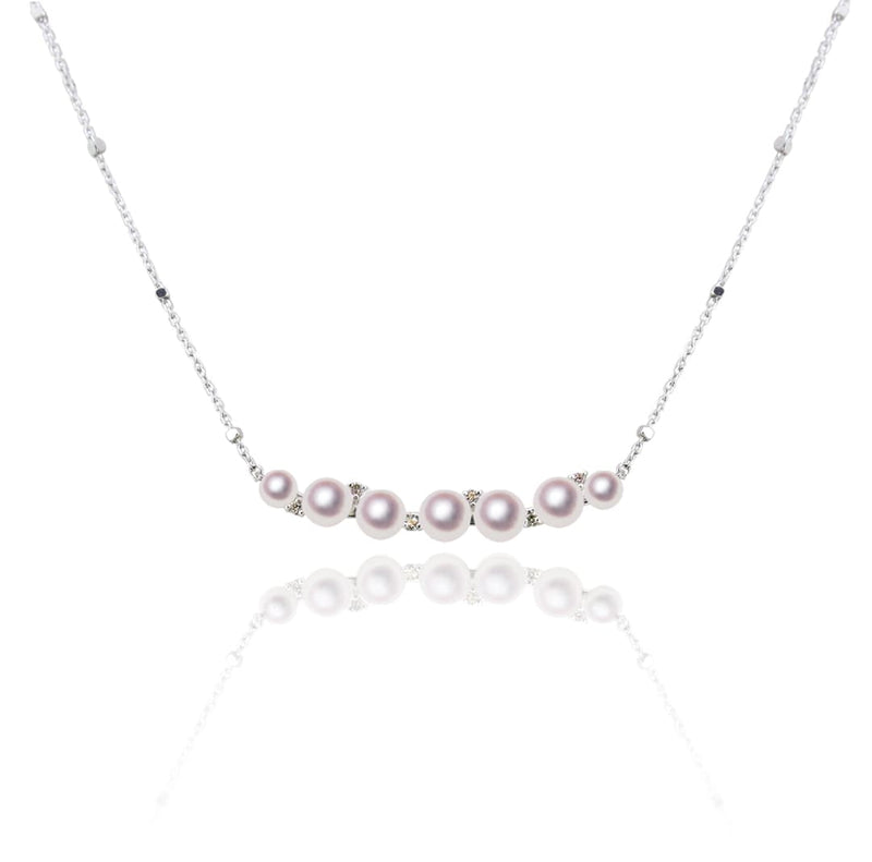 K18WG 3.0 ~ 4.5㎜ Design necklace D0.05ct -TENSEI PEARL ONLINE STORE Tenari Pearl Official Mail Order Shop