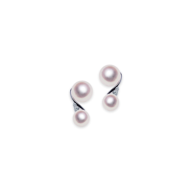 K18WG 5.5/7.0mm设计耳环D0.04CT -tensei珍珠在线商店Tenari Pearl官方邮购商店