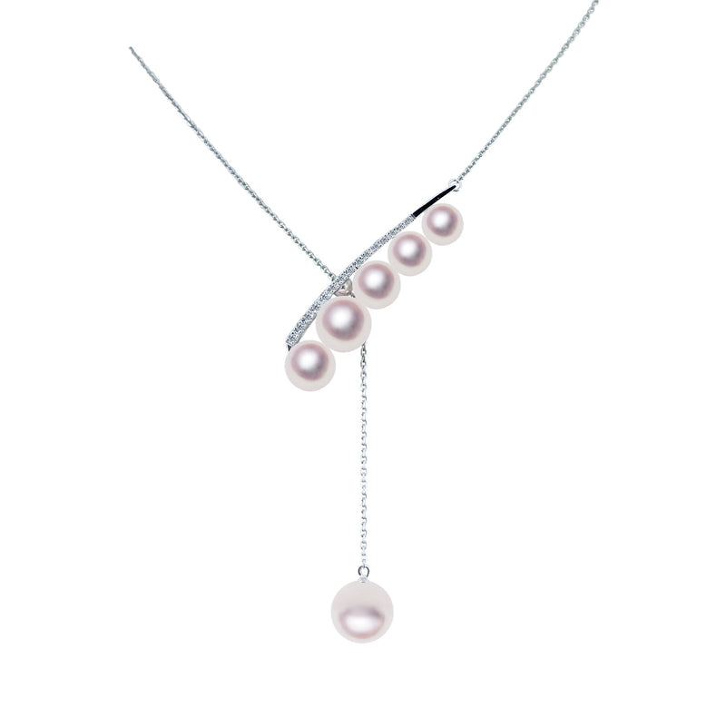 K18WG 5.5 ~ 7.5㎜ Design necklace D0.28ct -TENSEI PEARL ONLINE STORE Tenari Pearl Official Mail Order Shop