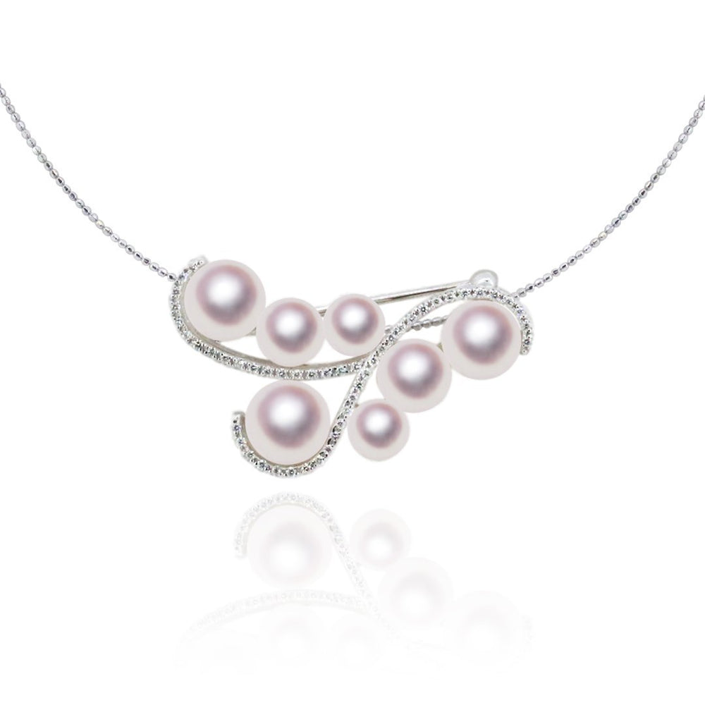 K18WG 5.5~8.0mm Design necklace D0.21ct | Tensei Pearl Online Store 天成真珠  公式通販ショップ