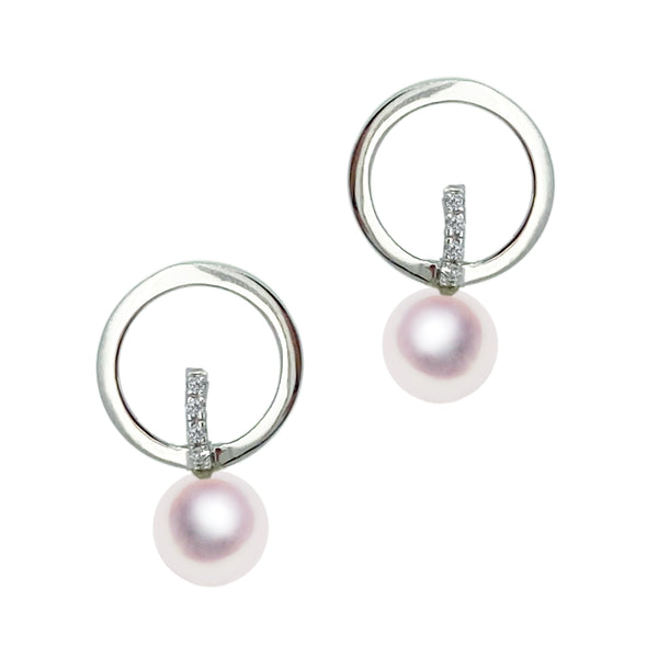 K18WG 7.5㎜ Design earrings D0.08ct -TENSEI PEARL ONLINE STORE Tensei Pearl Official Mail Order Shop