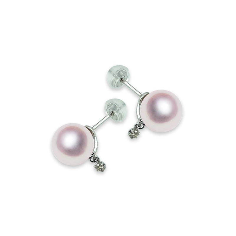 K18WG 8.5㎜ Design earrings D0.06ct -TENSEI PEARL ONLINE STORE Tensei Pearl Shop