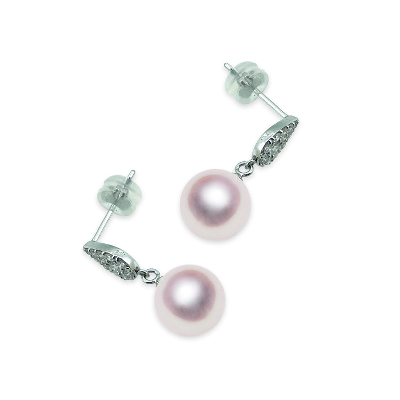K18WG 8.5㎜ Design earrings D0.30CT -TENSEI PEARL ONLINE STORE Tenari Pearl Shop